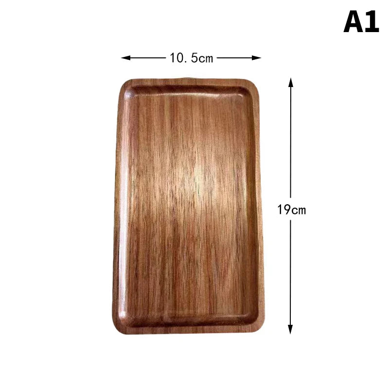 Japanese Wooden Tray 1Pc Dessert Plate Solid Wood Rustic Tableware for Serving Finger Food Coffee