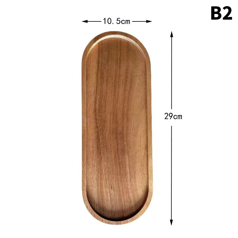 Japanese Wooden Tray 1Pc Dessert Plate Solid Wood Rustic Tableware for Serving Finger Food Coffee