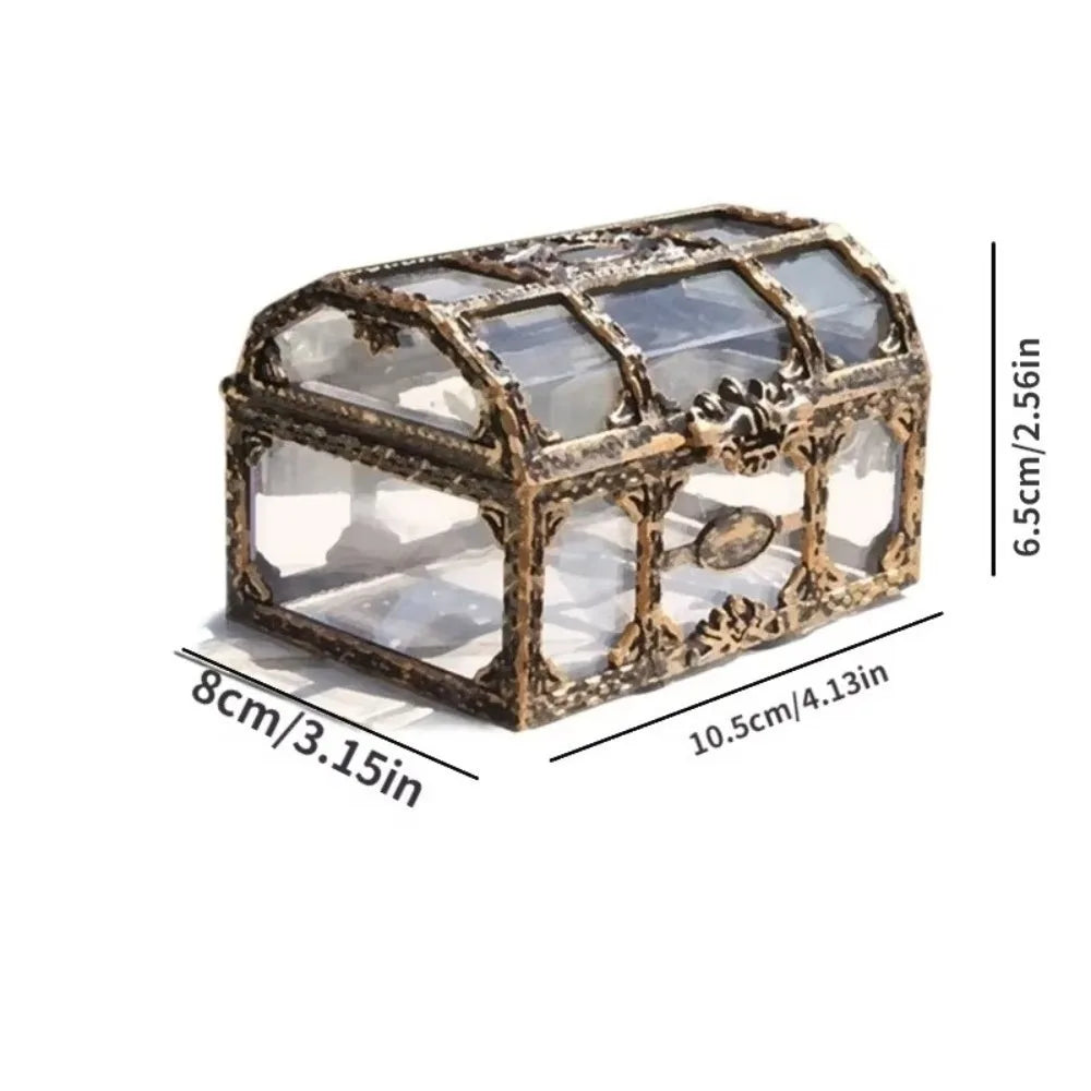 Trinket Box Transparent Treasure Chest Portable Sturdy Pirate Chest Decorative Plastic Gem Box Storage