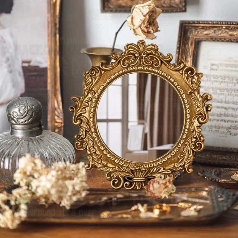 Wedding Custom Mirror Golden Retro Decorative Vanity Mirror Vintage Style Mirror Antique Inspired Living Room Mirror M001