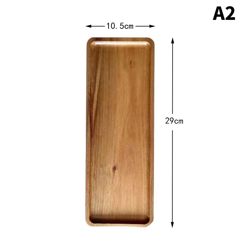 Japanese Wooden Tray 1Pc Dessert Plate Solid Wood Rustic Tableware for Serving Finger Food Coffee